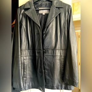 Wilson leather mid length real leather coat